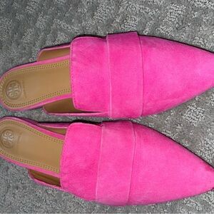 NWT Tory Burch pink suede slides 8.5